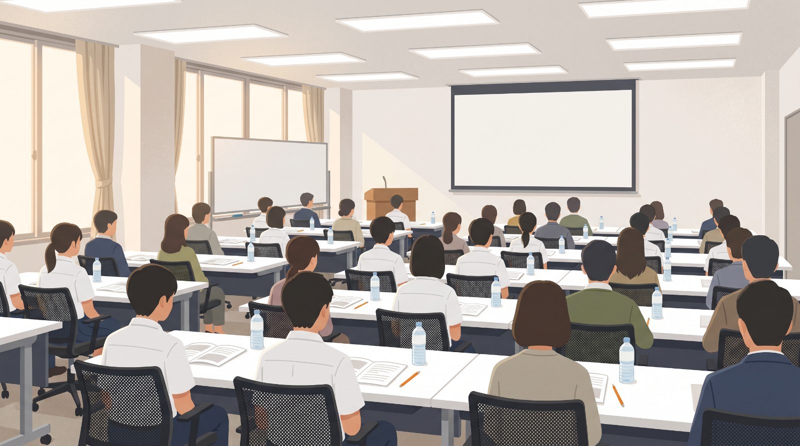 公立高校説明会の会場のようす（イラスト）