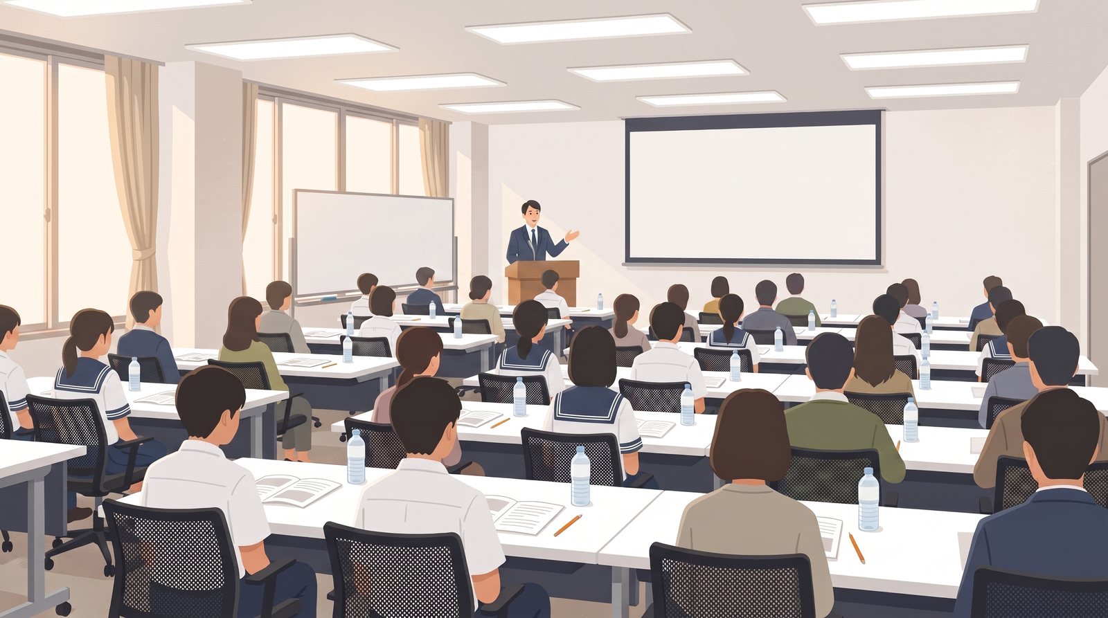 公立高校説明会の会場のようす（イラスト）